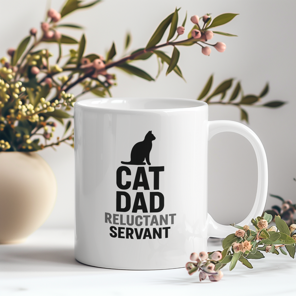 Cat Dad Reluctant Servant Coffee Mug | Cat Lover Gift | Ceramic Mug
