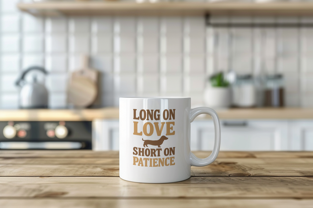 Dachshund Dad Long On Love Short On Patience Coffee Mug | Gift for Dad | Ceramic Mug