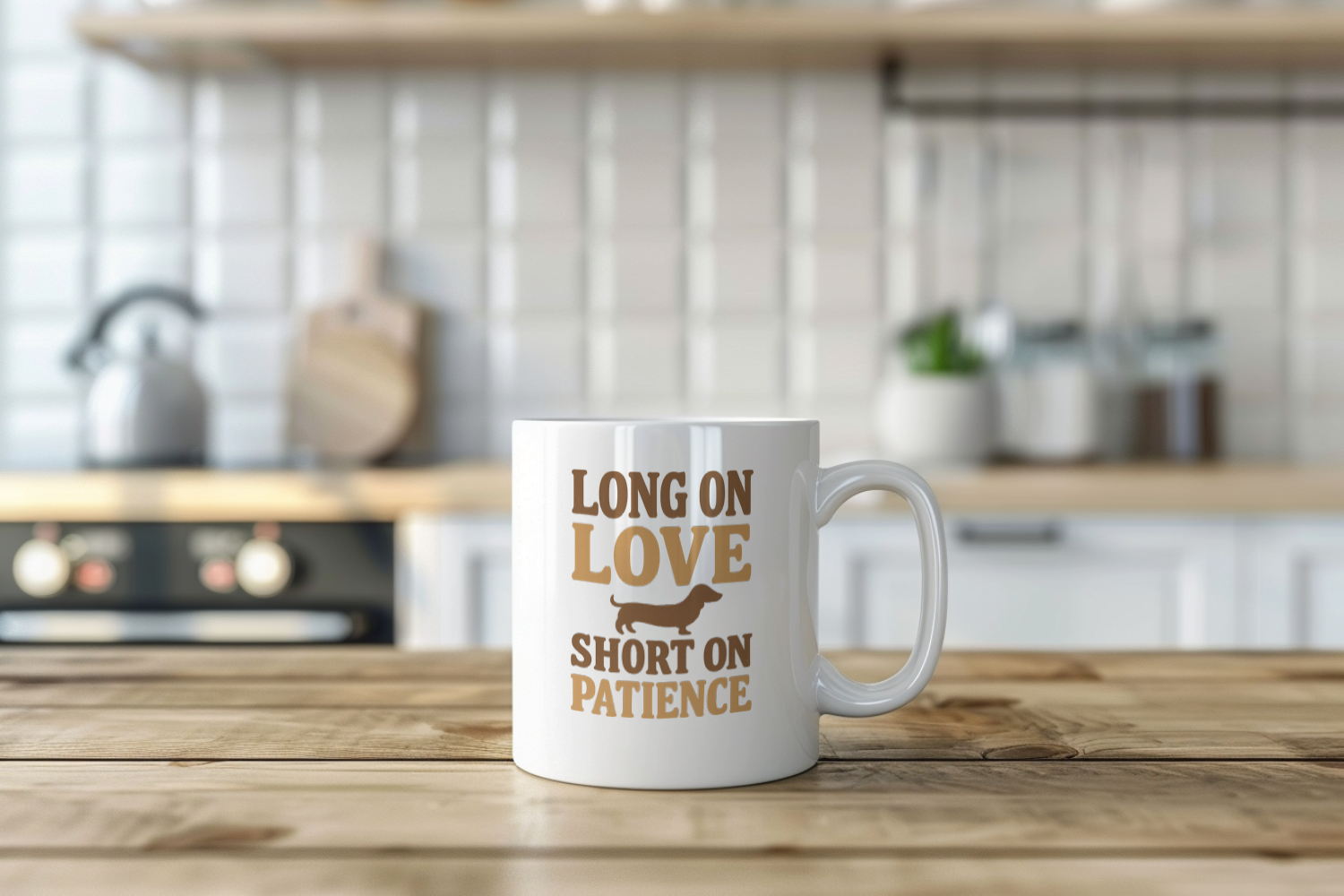 Dachshund Dad Long On Love Short On Patience Coffee Mug | Gift for Dad | Ceramic Mug