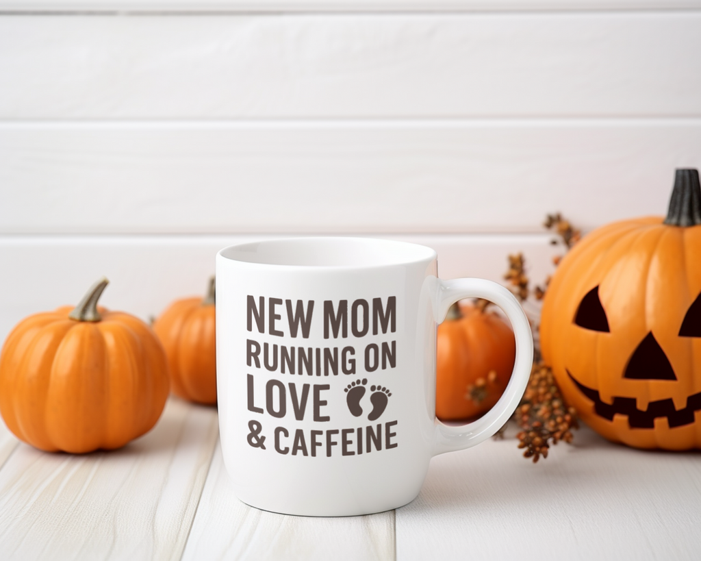 New Mom Running On Love And Caffeine Coffee Mug | Gift for Mom | Ceramic Mug