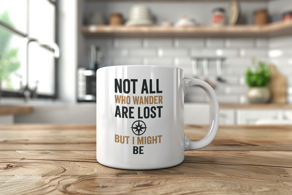 Wanderer Not All Who Wander Are Lost But I Might Be Coffee Mug | Unique Gift | Ceramic Mug
