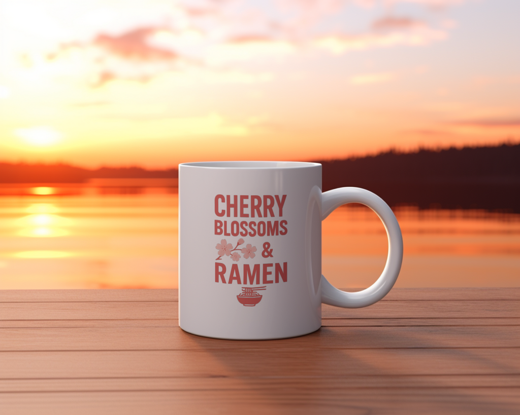 Japan Obsessed Cherry Blossoms And Ramen Coffee Mug | Unique Gift | Ceramic Mug