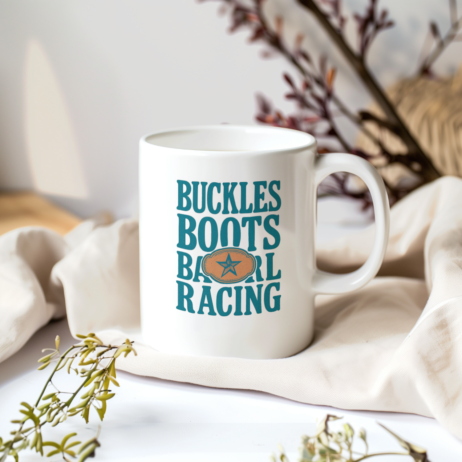Rodeo Mom Buckles Boots And Barrel Racing Coffee Mug | Gift for Mom | Ceramic Mug