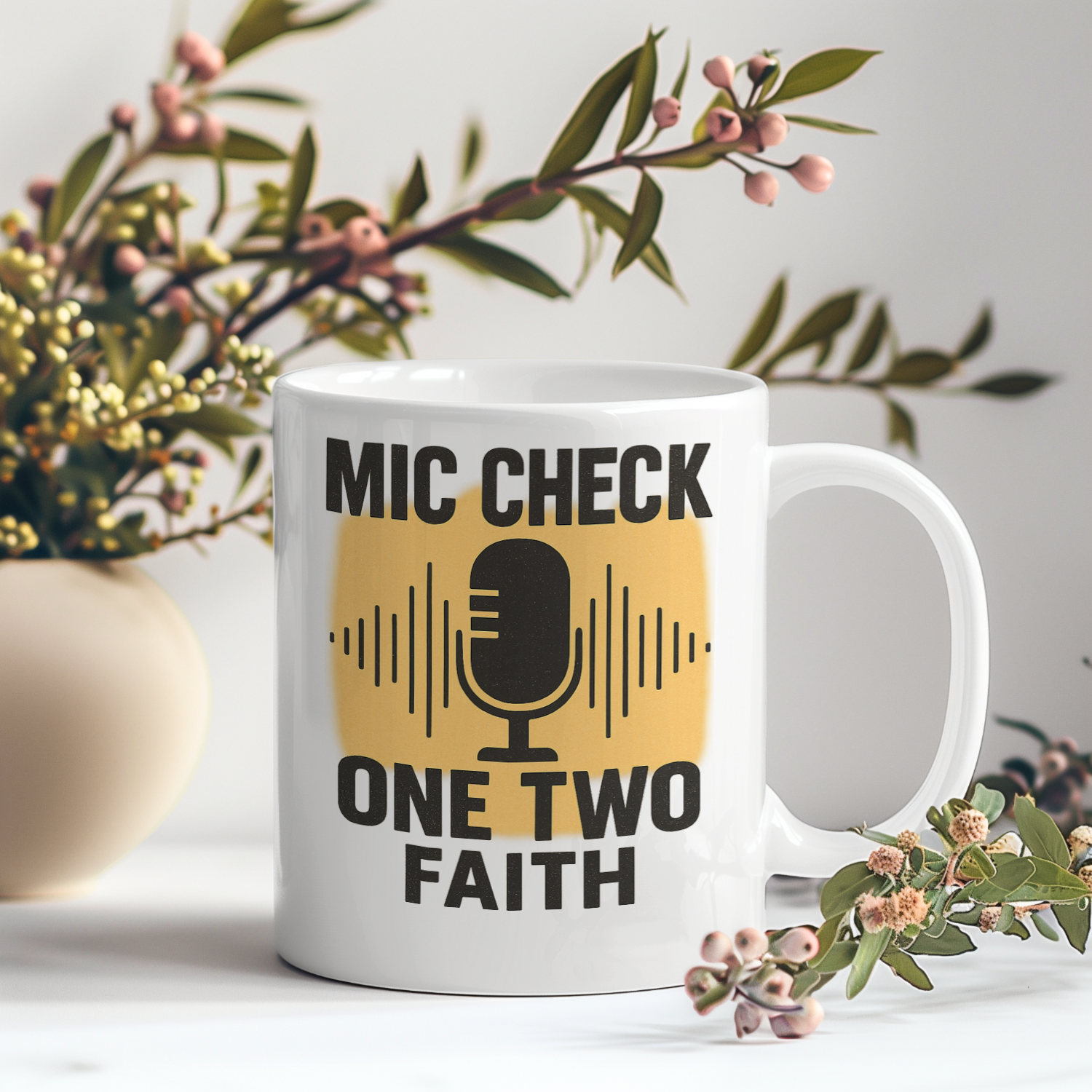 Worship Leader Mic Check One Two Faith Coffee Mug | Unique Gift | Ceramic Mug
