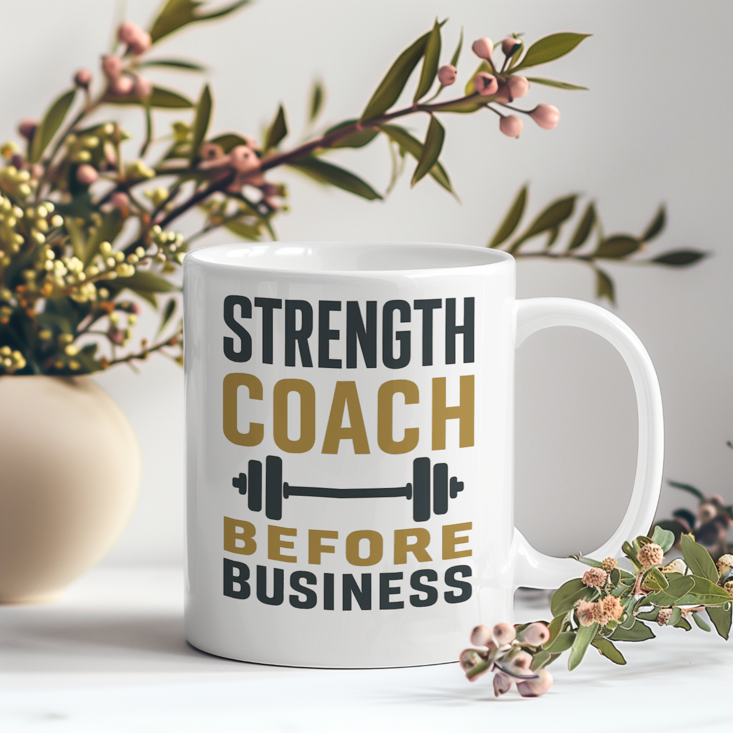 Strength Coach Bars And Bells Before Business Coffee Mug | Unique Gift | Ceramic Mug