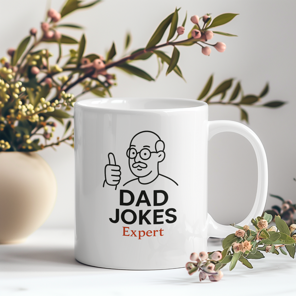 Powered By Coffee And Dad Jokes Coffee Mug | Dad Humor Gift | Ceramic Mug