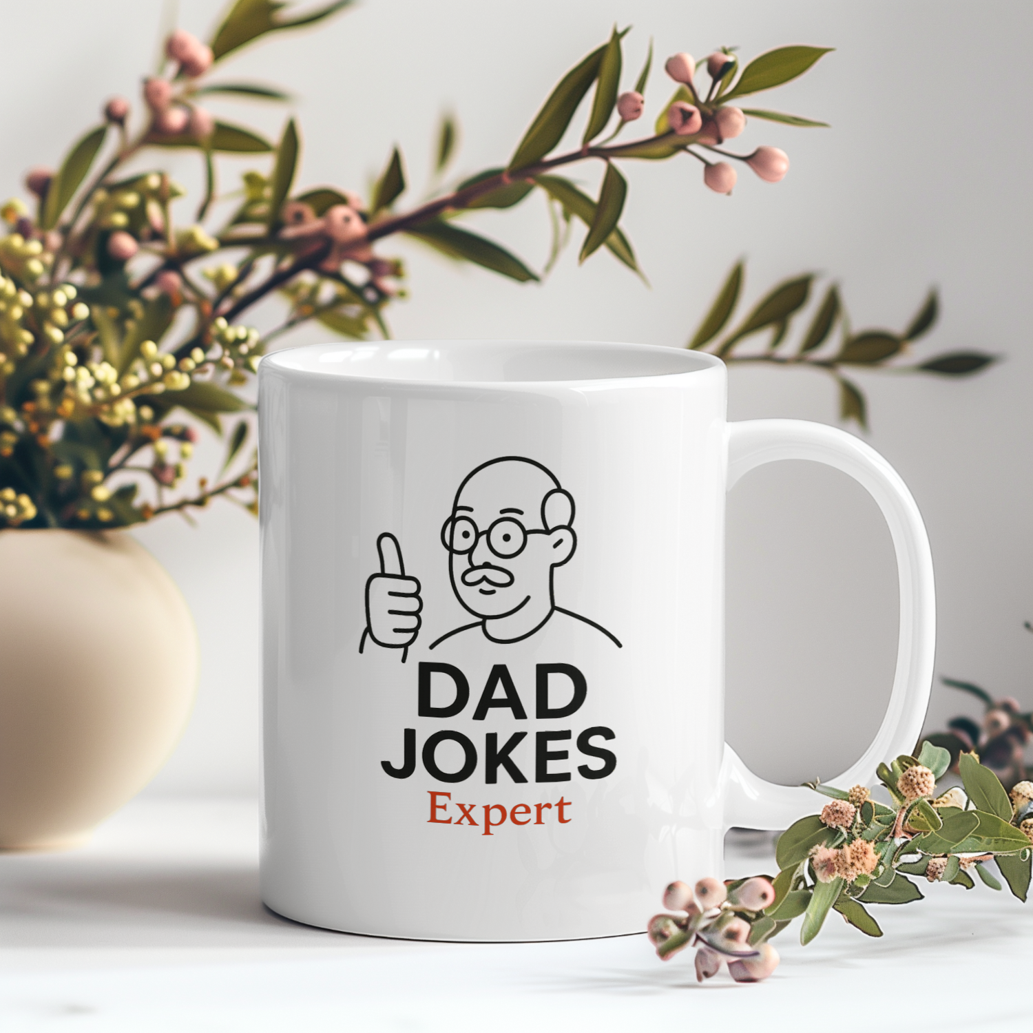Powered By Coffee And Dad Jokes Coffee Mug | Dad Humor Gift | Ceramic Mug