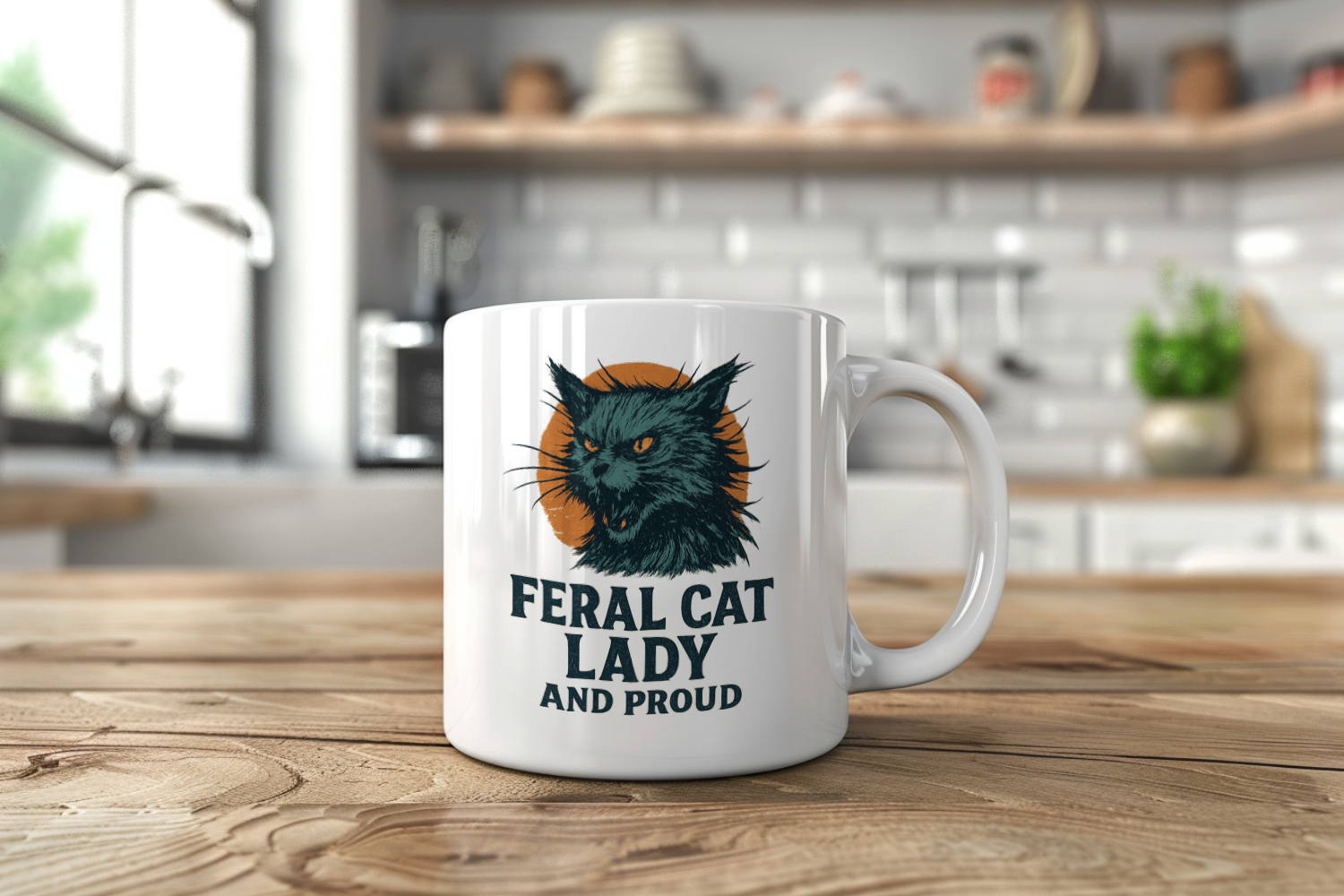 Feral Cat Lady And Proud Coffee Mug | Cat Lover Gift | Ceramic Mug