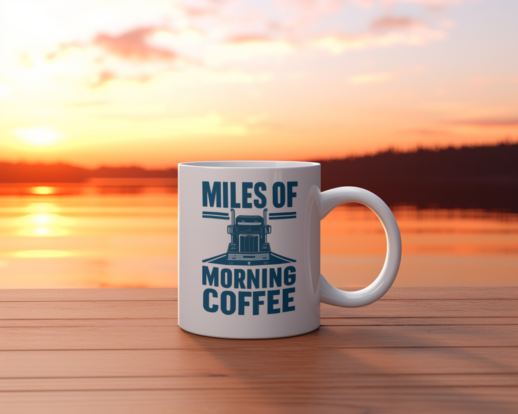 Truck Driver Miles Of Freedom Morning Coffee Coffee Mug | Coffee Lover Gift | Ceramic Mug