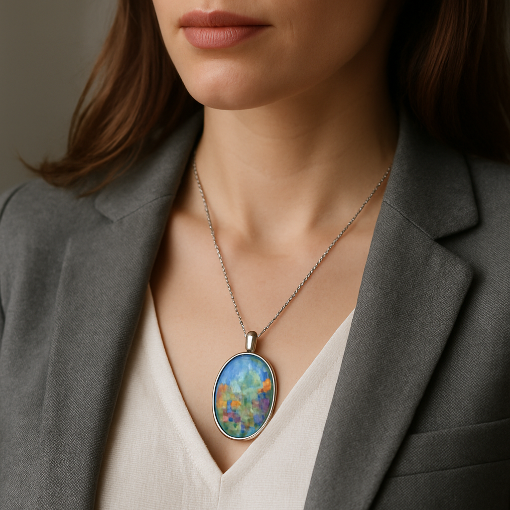 Personalized Oval Necklace • Custom Engraved lifestyle photo