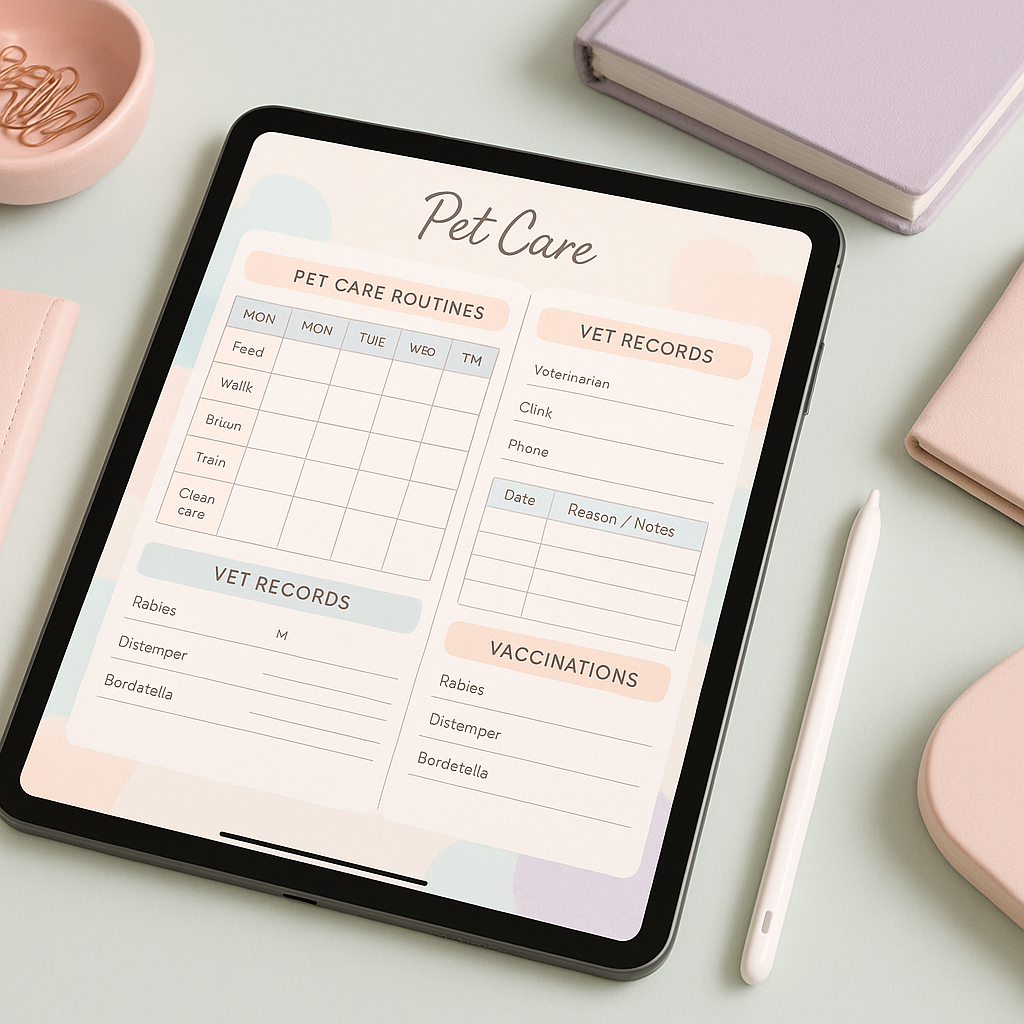 Pet Care Planner | Pastel | Digital PDF 2026 preview