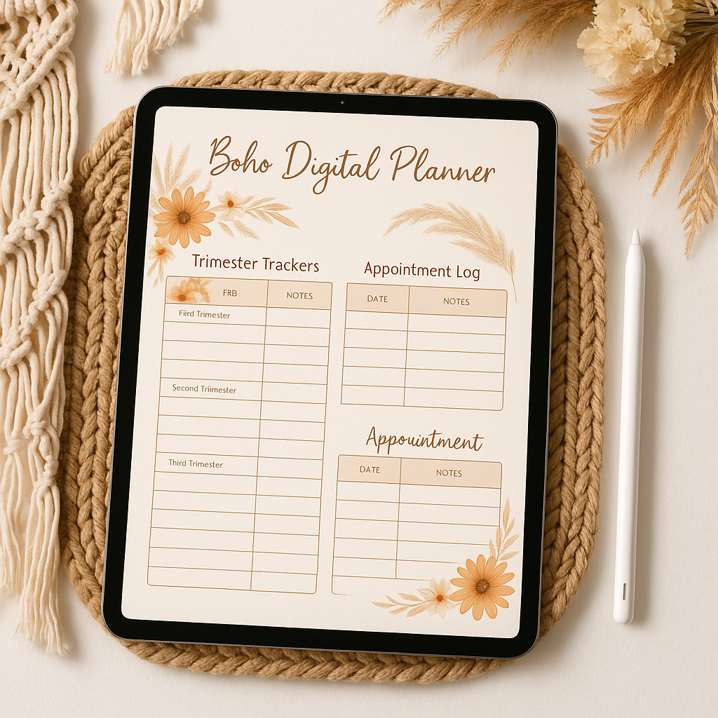 Pregnancy Planner | Boho | Digital PDF 2026 preview
