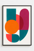 Bold geometric abstract painting with vibrant overlapping... | Printable Wall Art | Instant Download