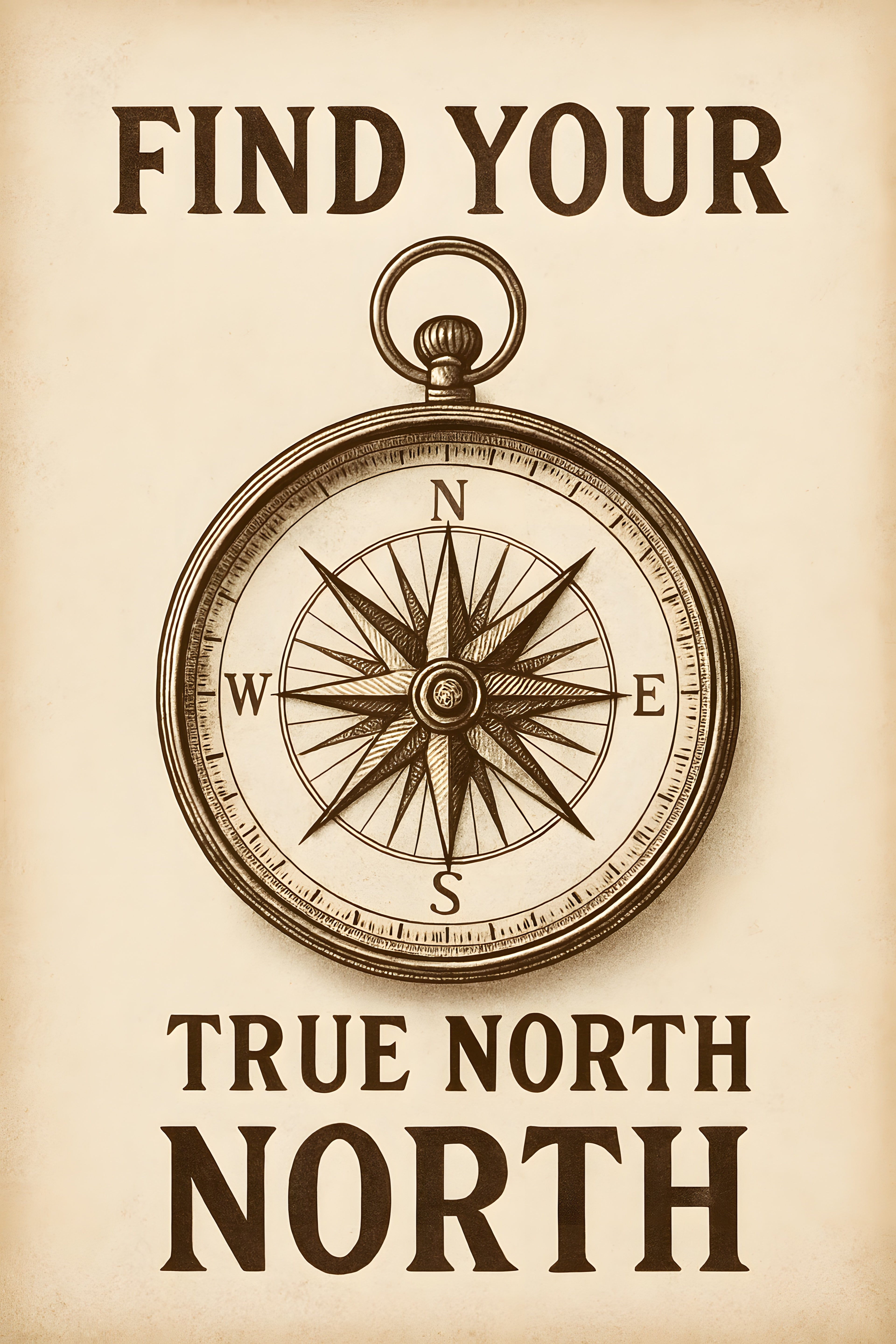 Compass illustration with 'Find your true north' in vinta... | Printable Wall Art | Instant Download