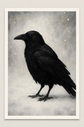Dark portrait of a crow in snow | Printable Wall Art | Instant Download