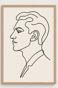 Continuous line portrait of a man in profile | Printable Wall Art | Instant Download