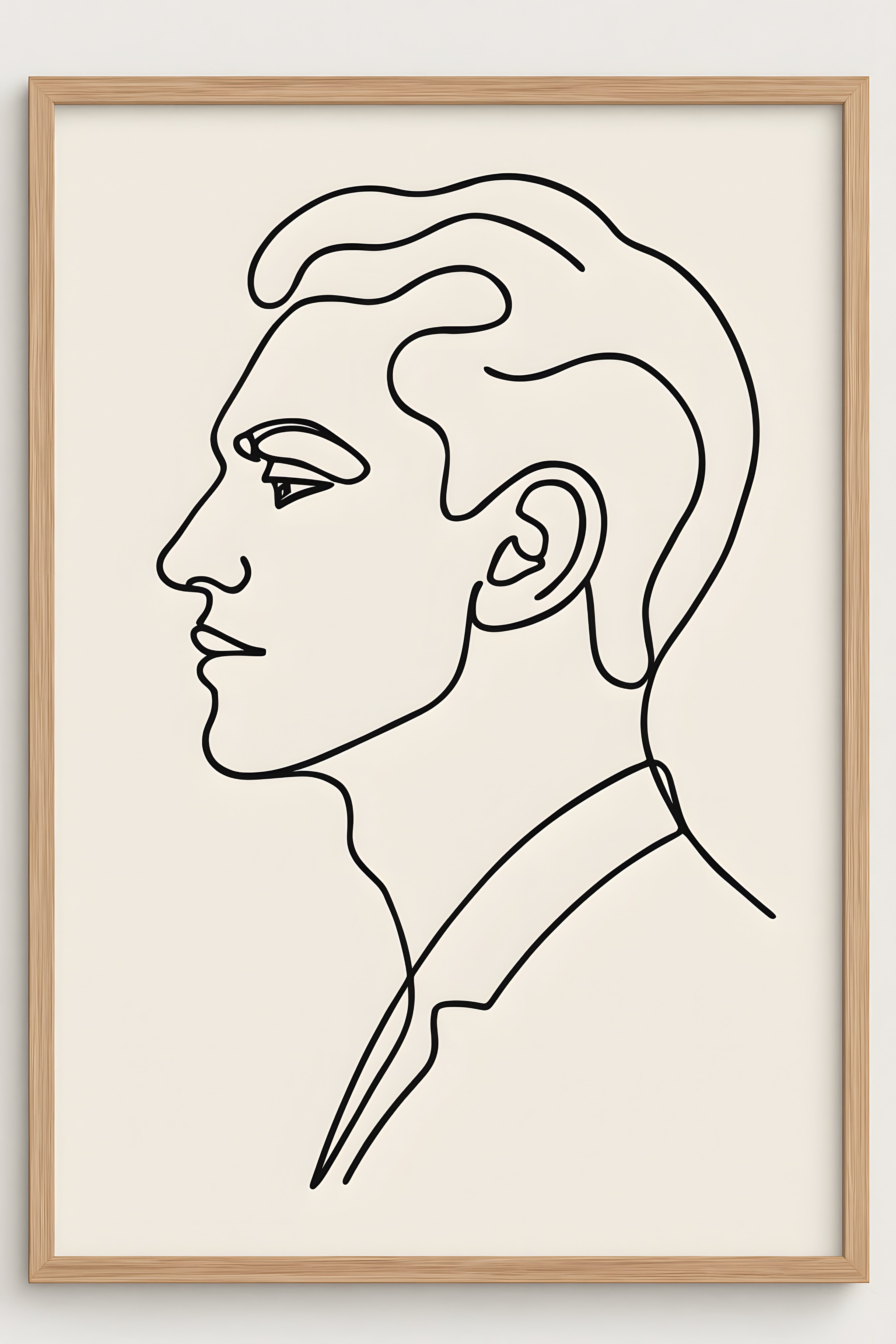 Continuous line portrait of a man in profile | Printable Wall Art | Instant Download