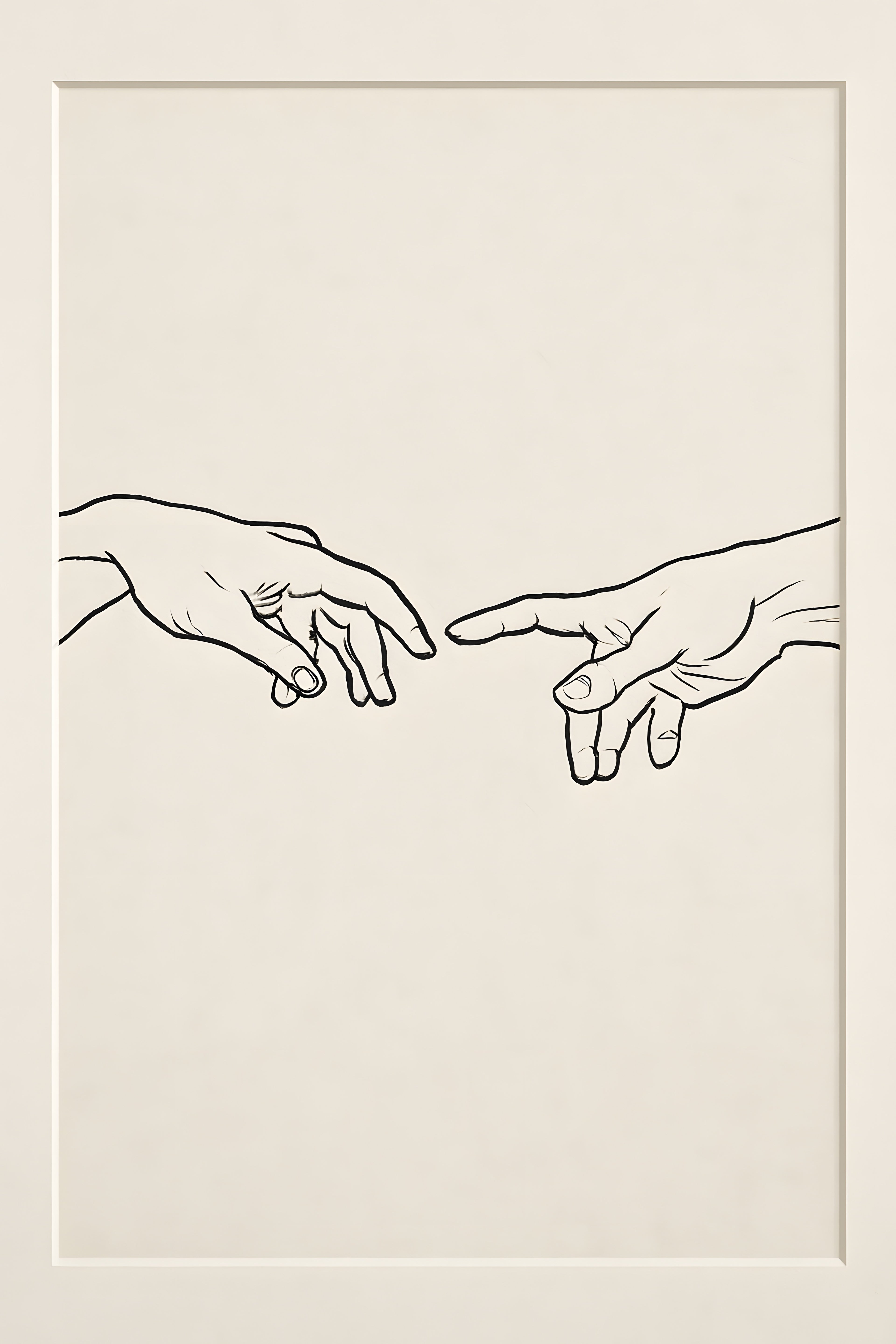 Simple line drawing of two hands almost touching | Printable Wall Art | Instant Download