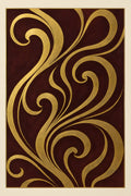 Flowing abstract curves in metallic gold and deep burgundy | Printable Wall Art | Instant Download