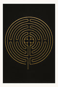 Labyrinth meditation pattern in gold lines on dark backgr... | Printable Wall Art | Instant Download