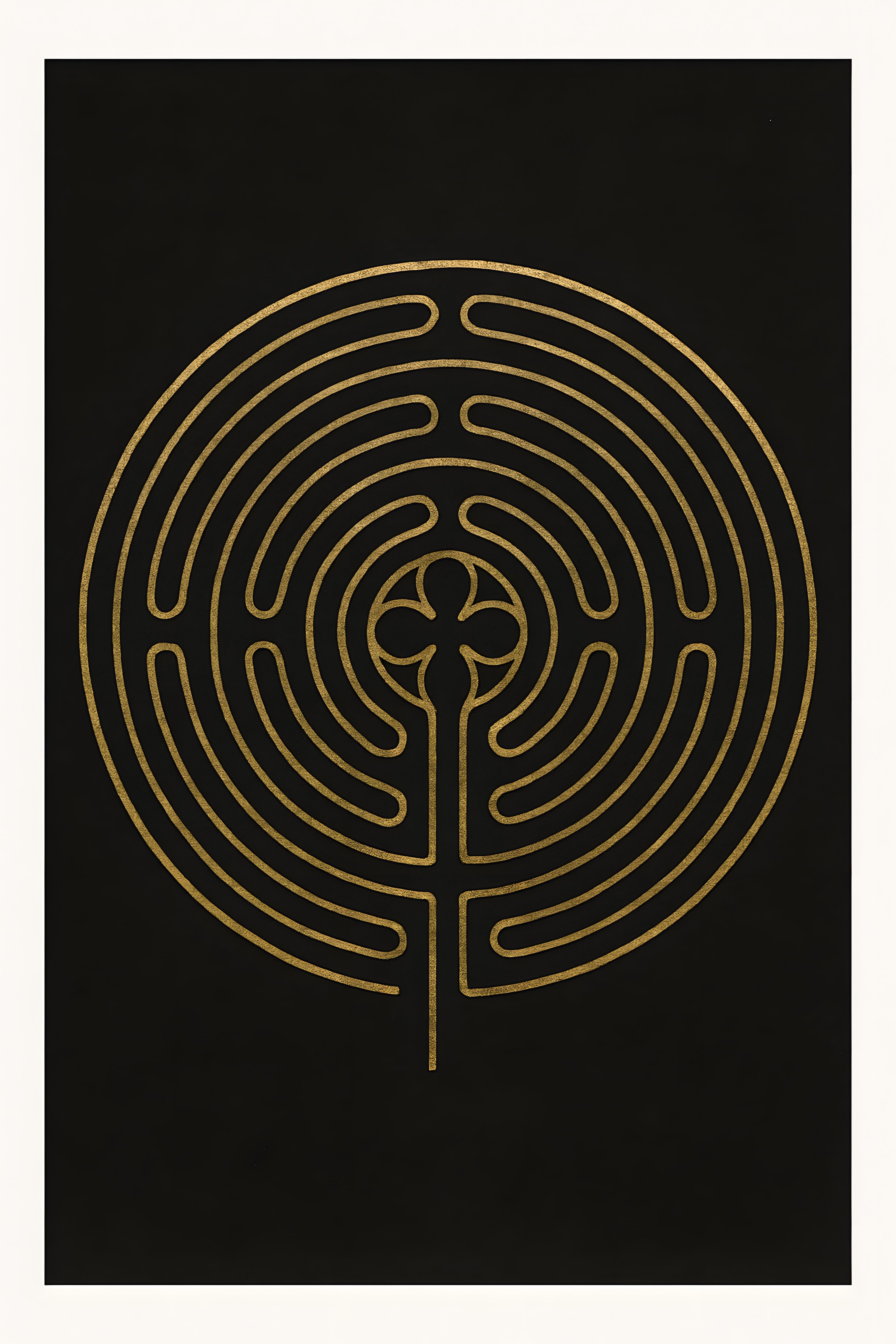Labyrinth meditation pattern in gold lines on dark backgr... | Printable Wall Art | Instant Download