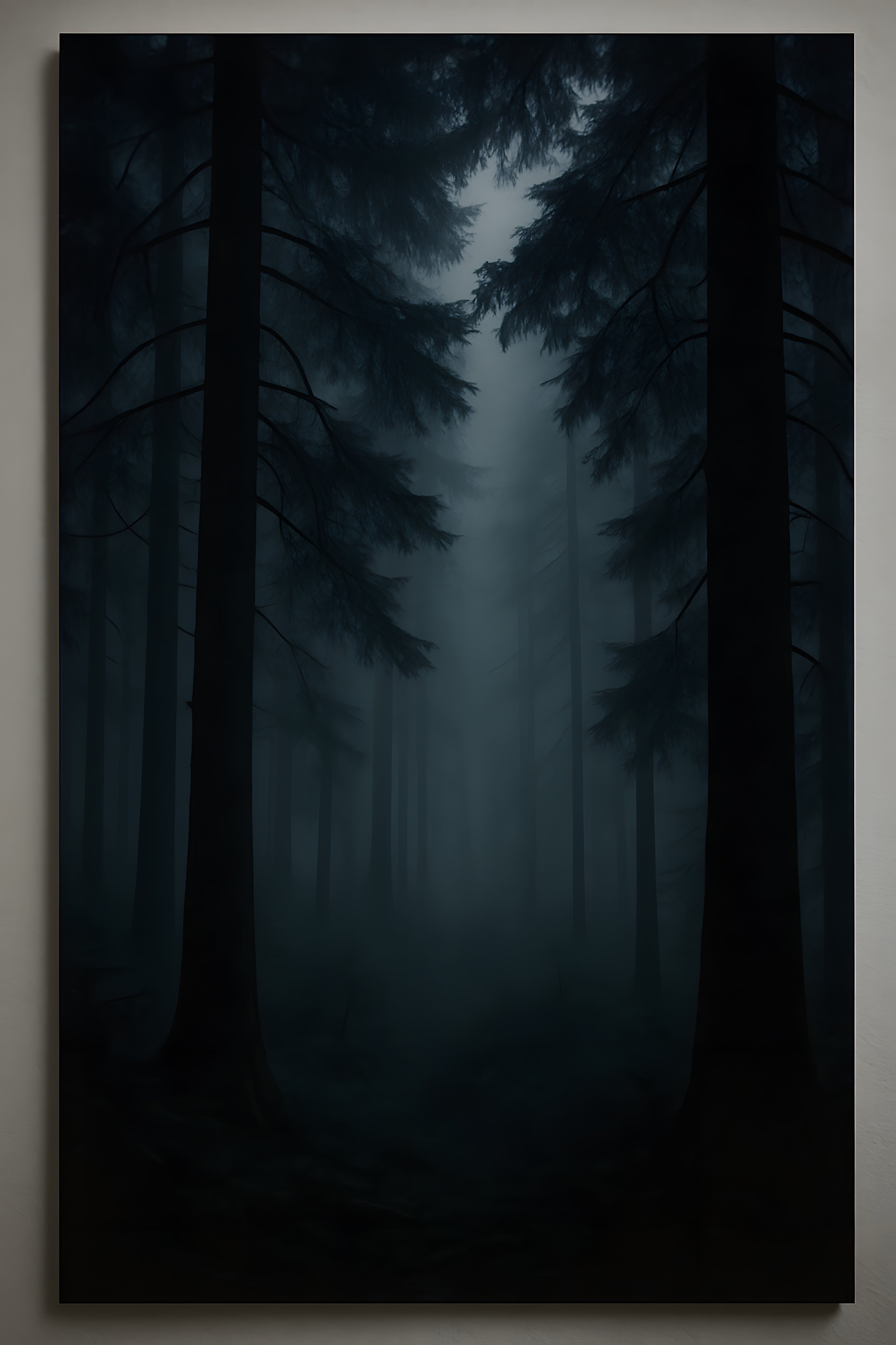 Moody forest scene with fog and dark trees | Printable Wall Art | Instant Download