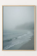 Misty morning beach with soft fog rolling over calm waves | Printable Wall Art | Instant Download