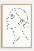Single continuous line drawing of a woman's face in profile | Printable Wall Art | Instant Download