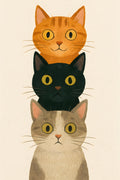 Three cats stacked like totem pole | Printable Wall Art | Instant Download