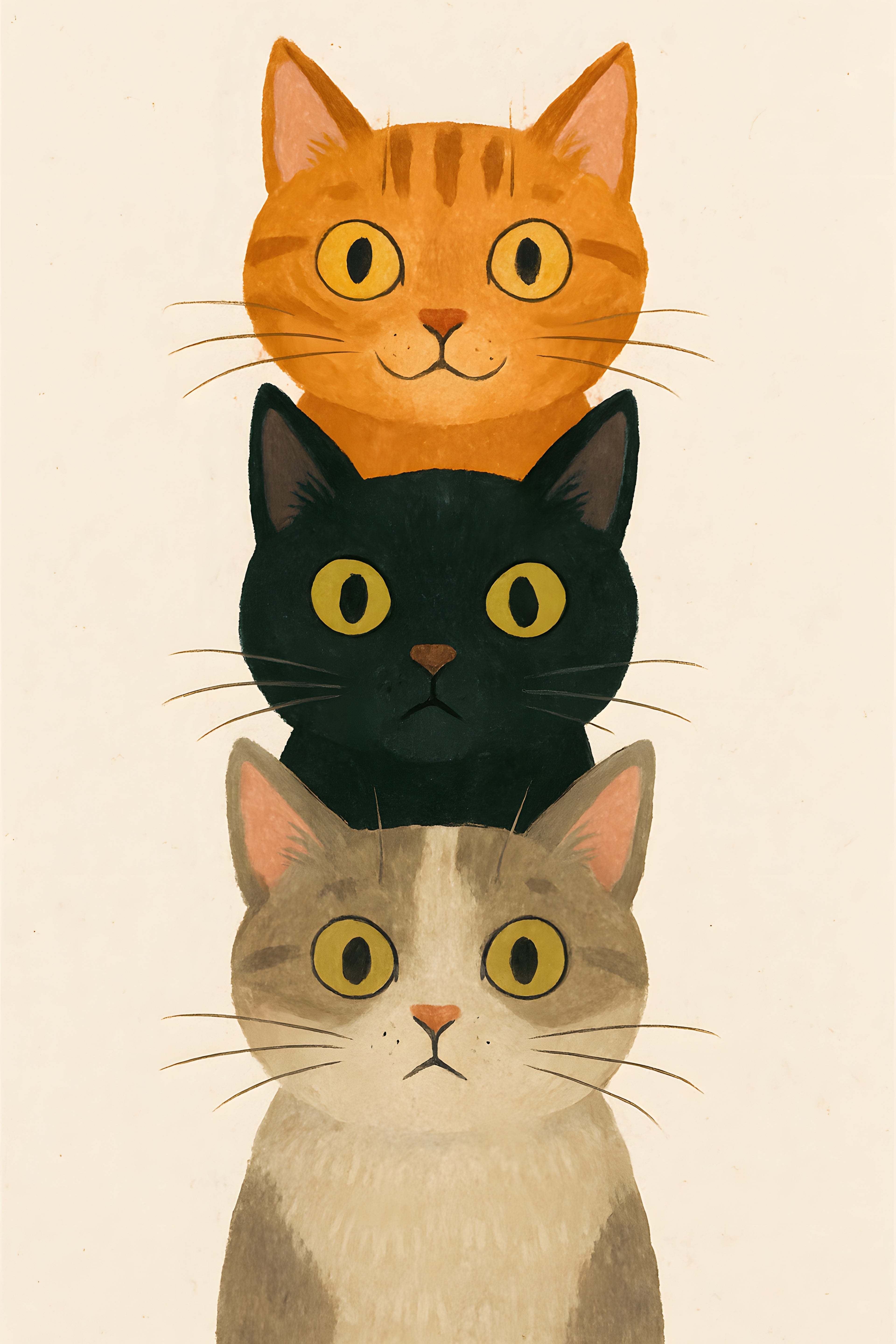 Three cats stacked like totem pole | Printable Wall Art | Instant Download