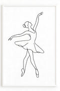 Single line drawing of a ballerina in graceful pose | Printable Wall Art | Instant Download