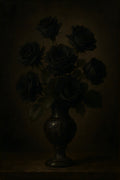Dark still life painting of black roses in a gothic vase | Printable Wall Art | Instant Download