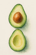 Watercolor avocado halves with pit | Printable Wall Art | Instant Download