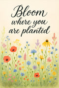 Watercolor wildflower field with text 'Bloom where you ar... | Printable Wall Art | Instant Download