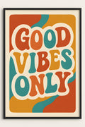 Retro groovy typography 'Good Vibes Only' in wavy 70s bub... | Printable Wall Art | Instant Download