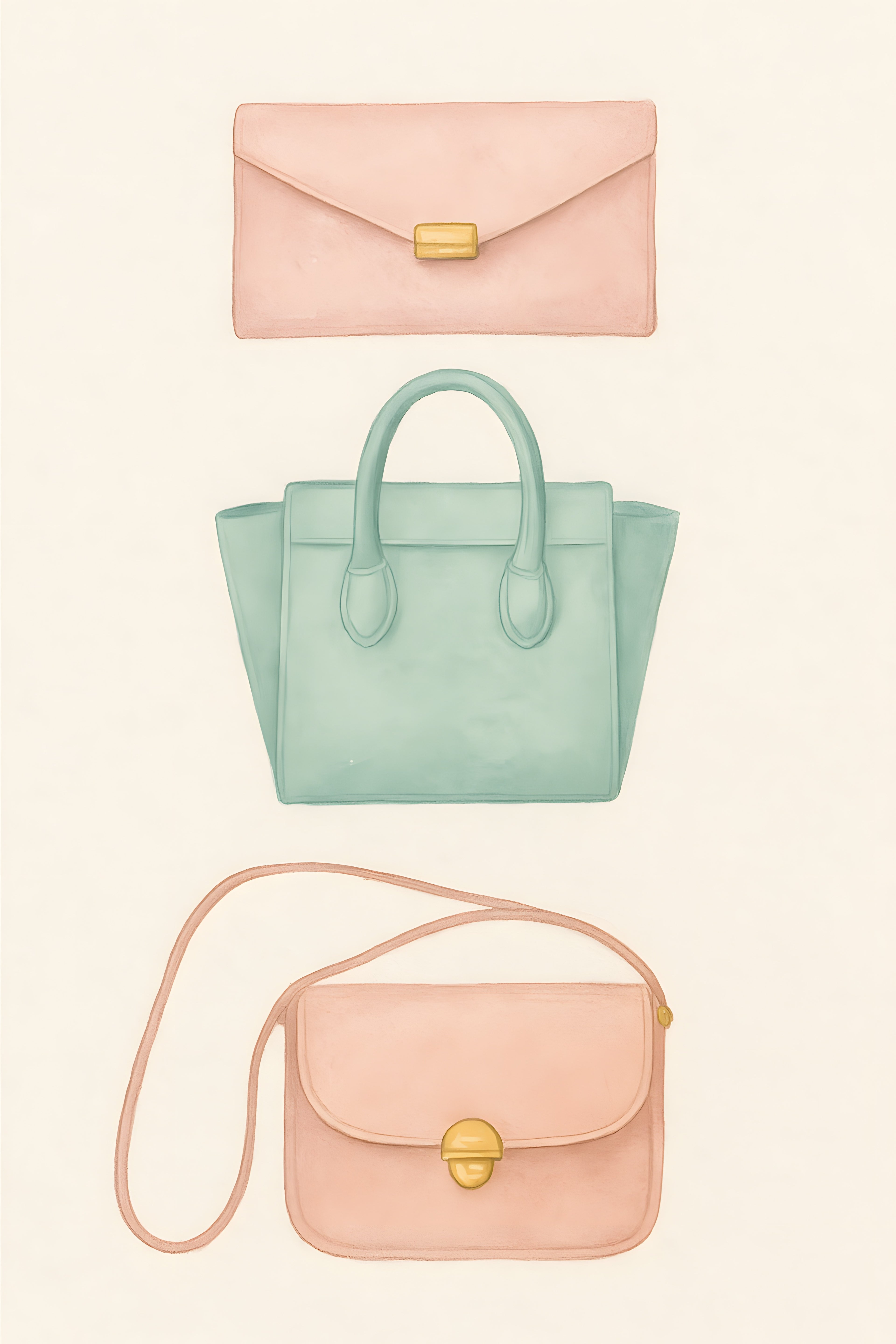 Watercolor handbag collection — clutch | Printable Wall Art | Instant Download