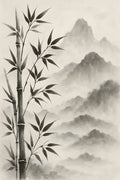 Ink wash painting of bamboo and mountains in traditional ... | Printable Wall Art | Instant Download