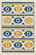 Bohemian textile pattern with abstract eye motifs in indi... | Printable Wall Art | Instant Download