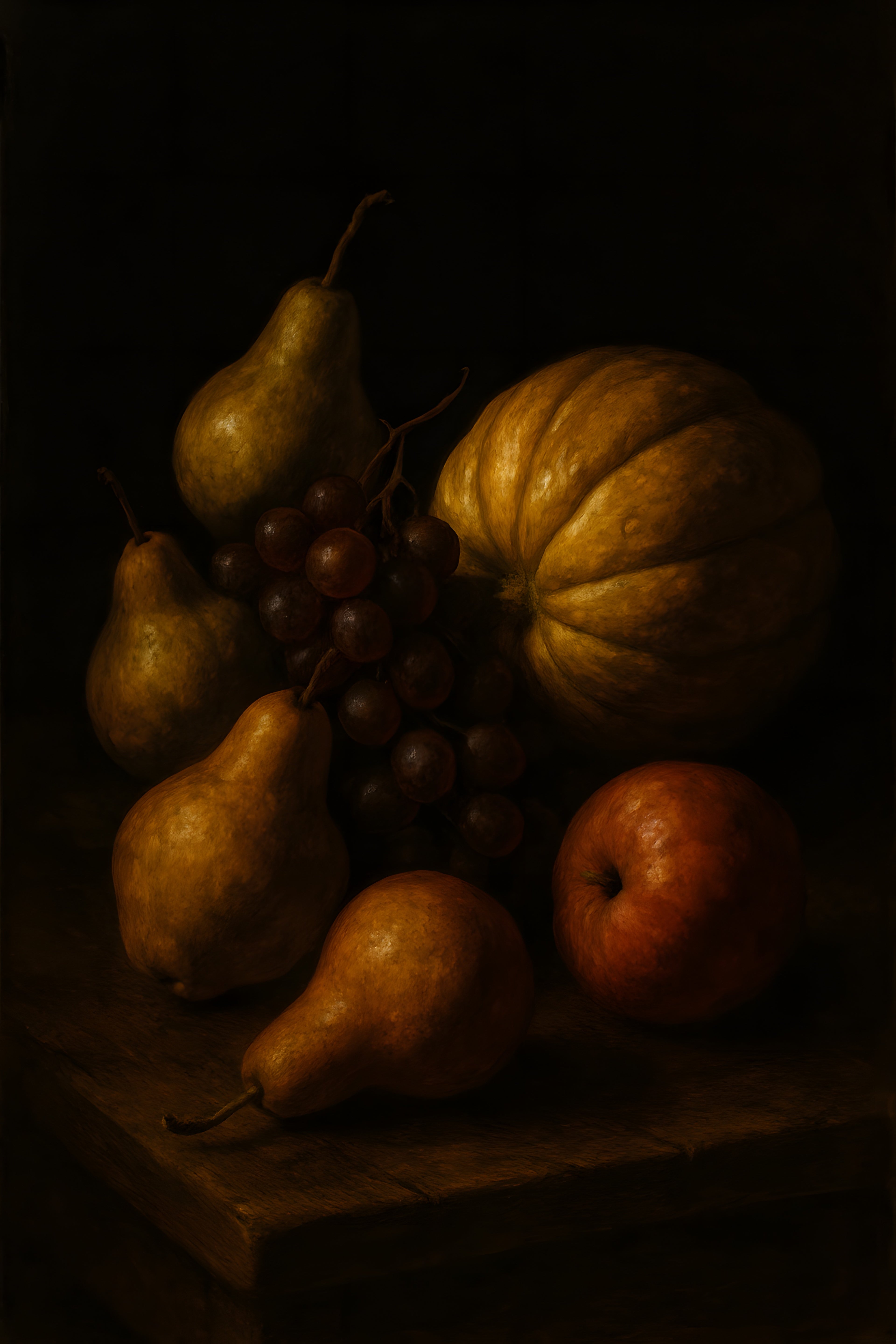 Dramatic chiaroscuro painting of fruit still life | Printable Wall Art | Instant Download