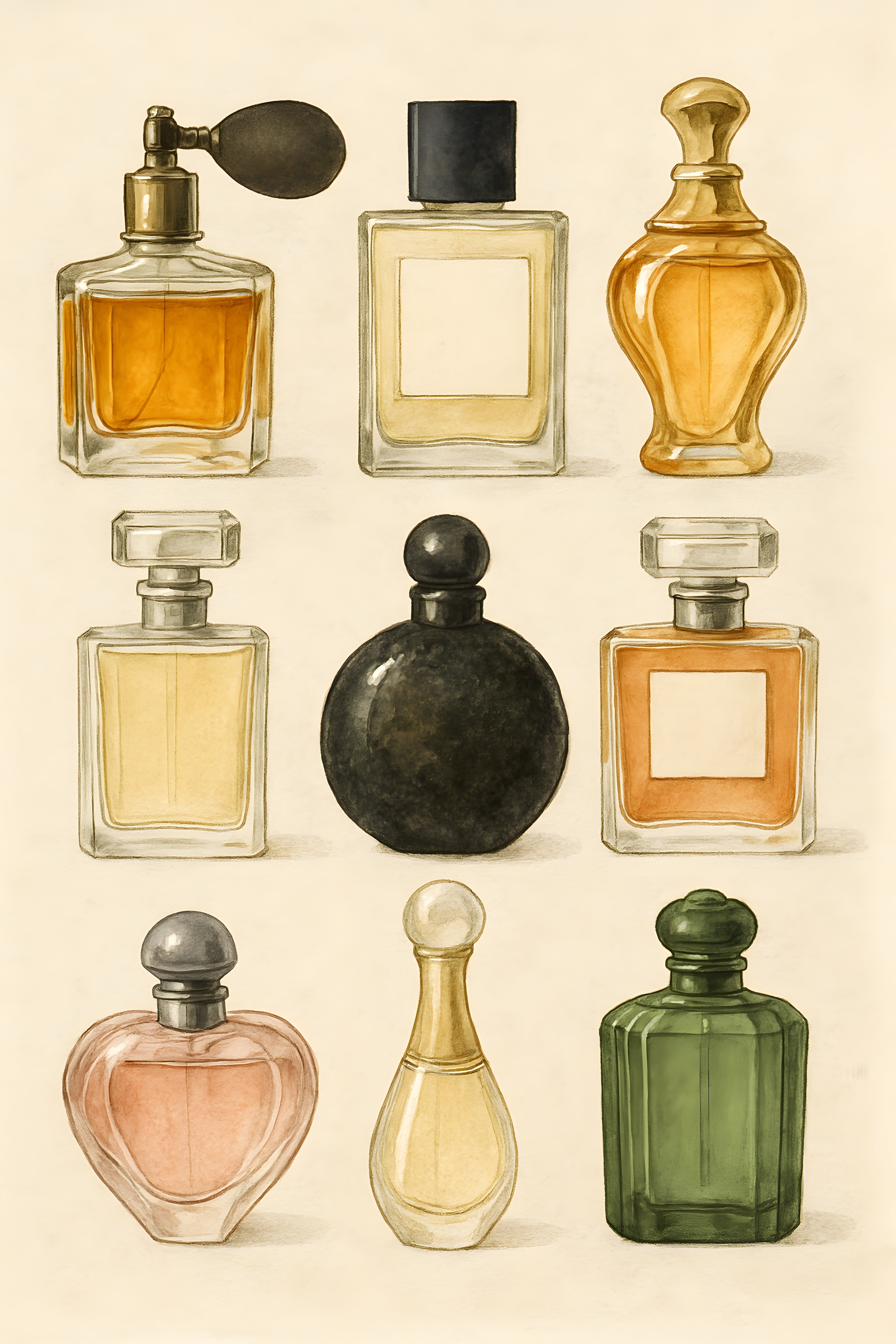 Perfume bottle collection illustration | Printable Wall Art | Instant Download