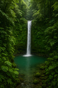 Tropical rainforest waterfall into emerald pool | Printable Wall Art | Instant Download