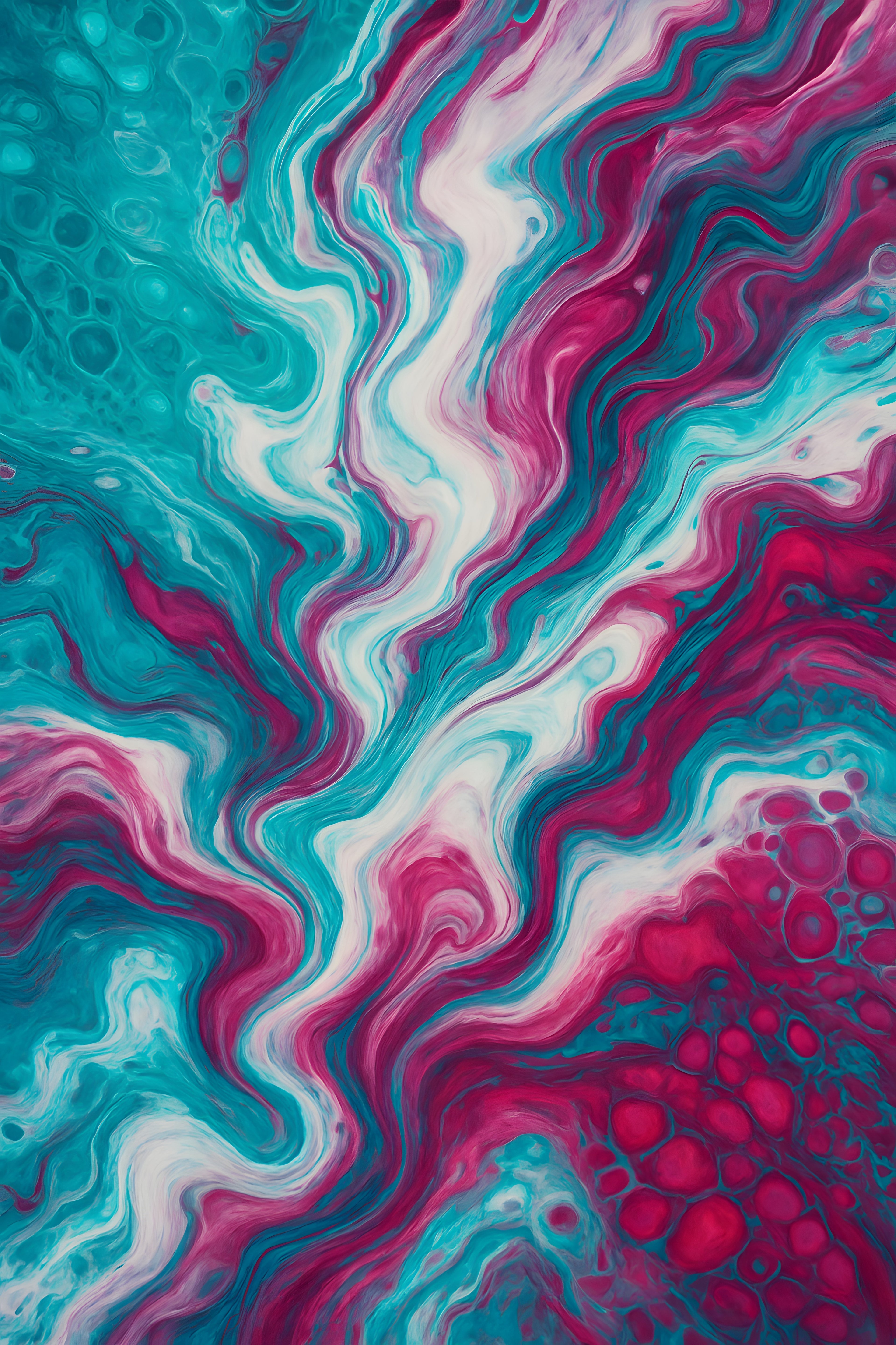 Vibrant abstract pour painting with cells and swirls in t... | Printable Wall Art | Instant Download