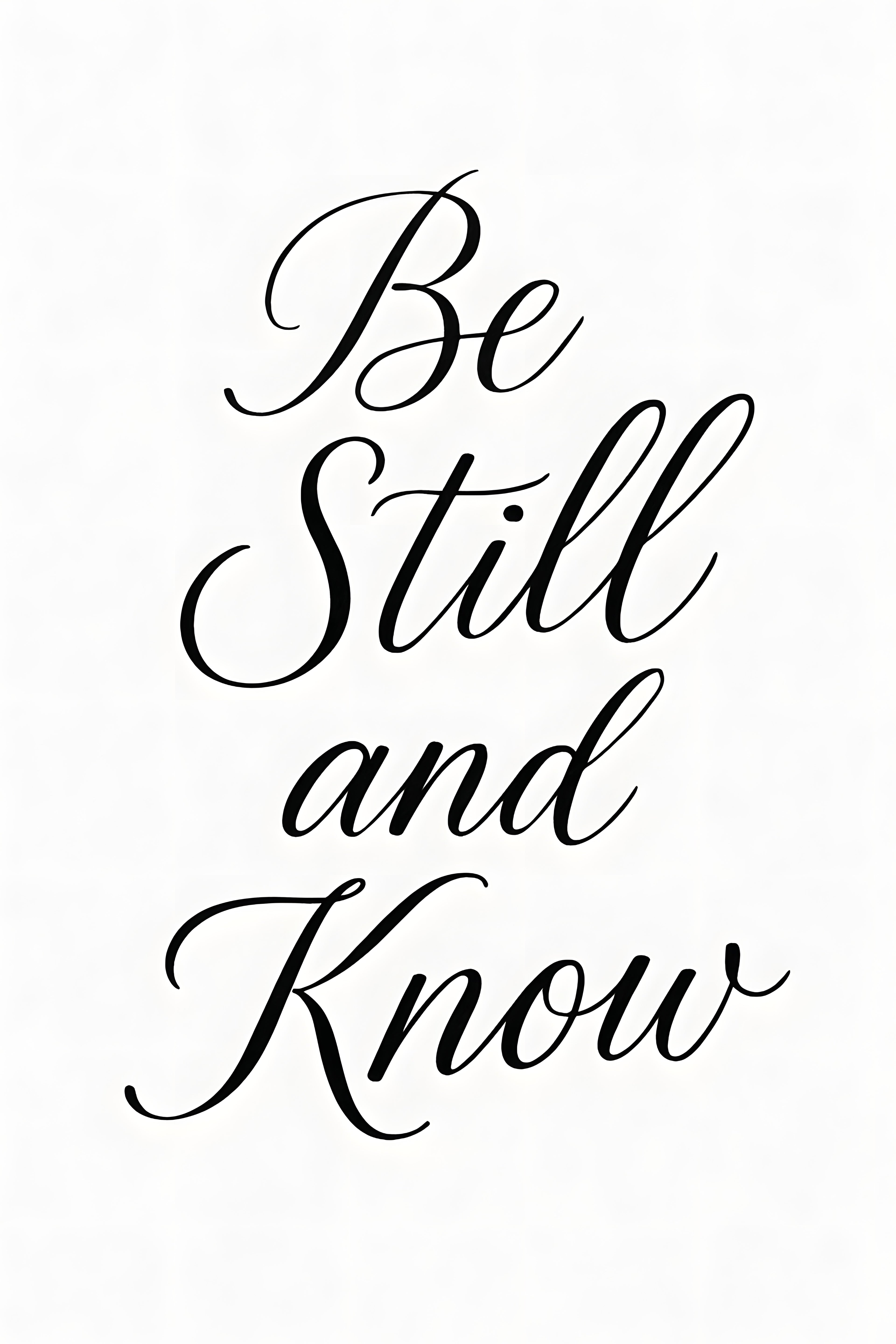 Elegant calligraphy quote 'Be Still and Know' in flowing ... | Printable Wall Art | Instant Download