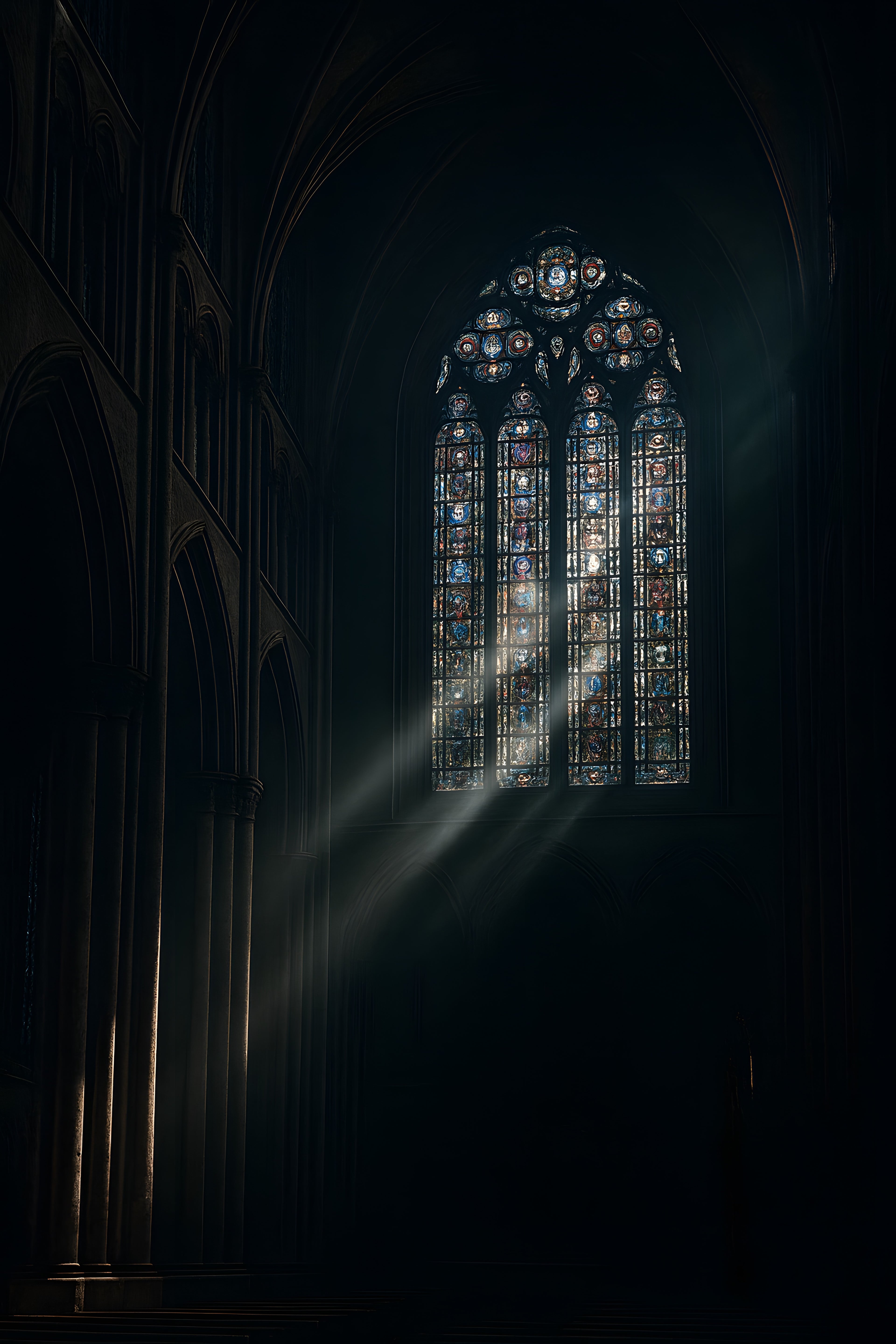 Gothic cathedral interior with dramatic light streaming t... | Printable Wall Art | Instant Download