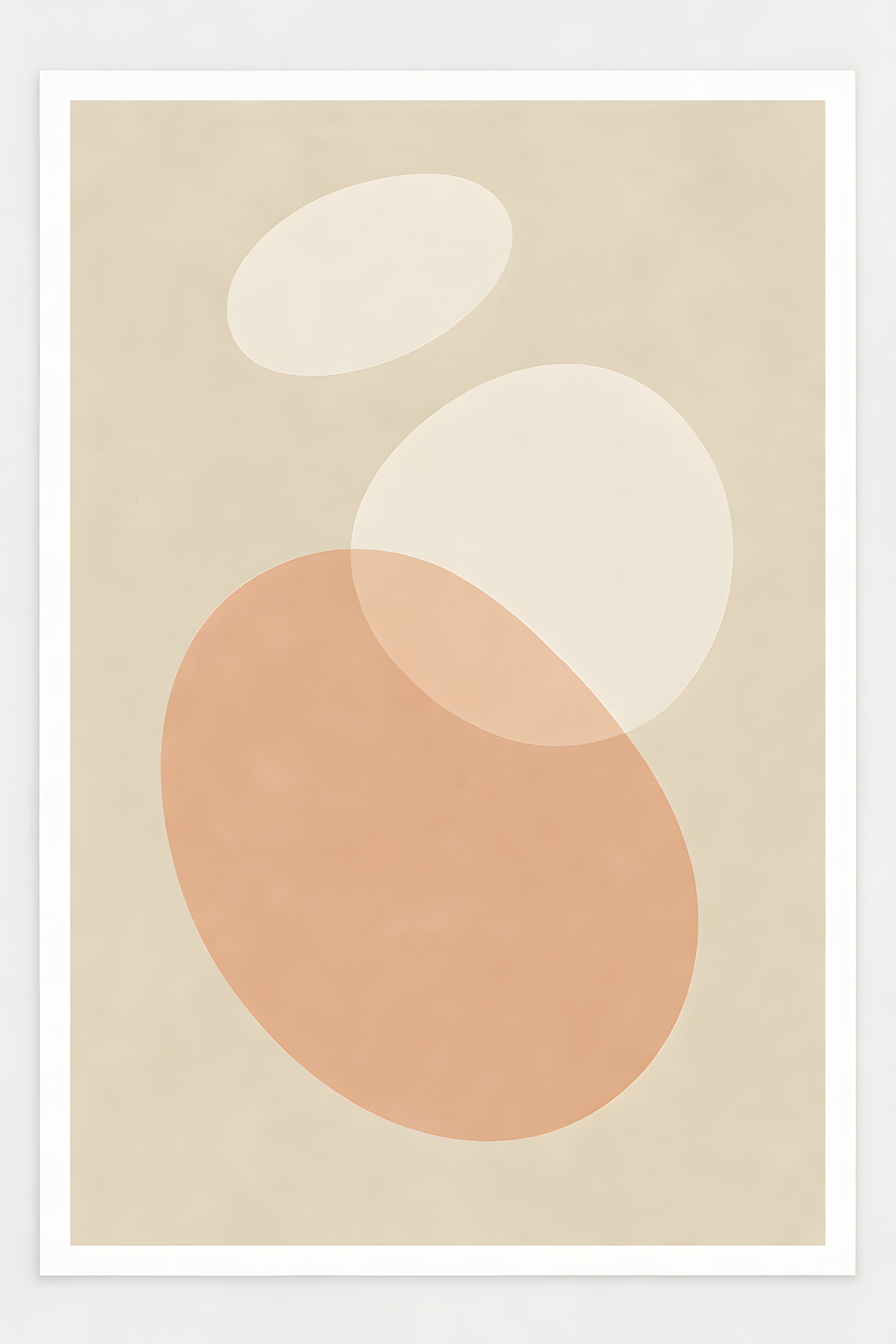 Serene abstract with floating oval forms in sandy beige | Printable Wall Art | Instant Download