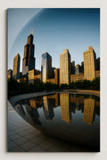 Chicago skyline reflected in Cloud Gate Bean sculpture | Printable Wall Art | Instant Download