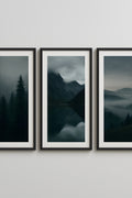 Three-piece set of moody landscape photographs: misty forest | Printable Wall Art | Instant Download