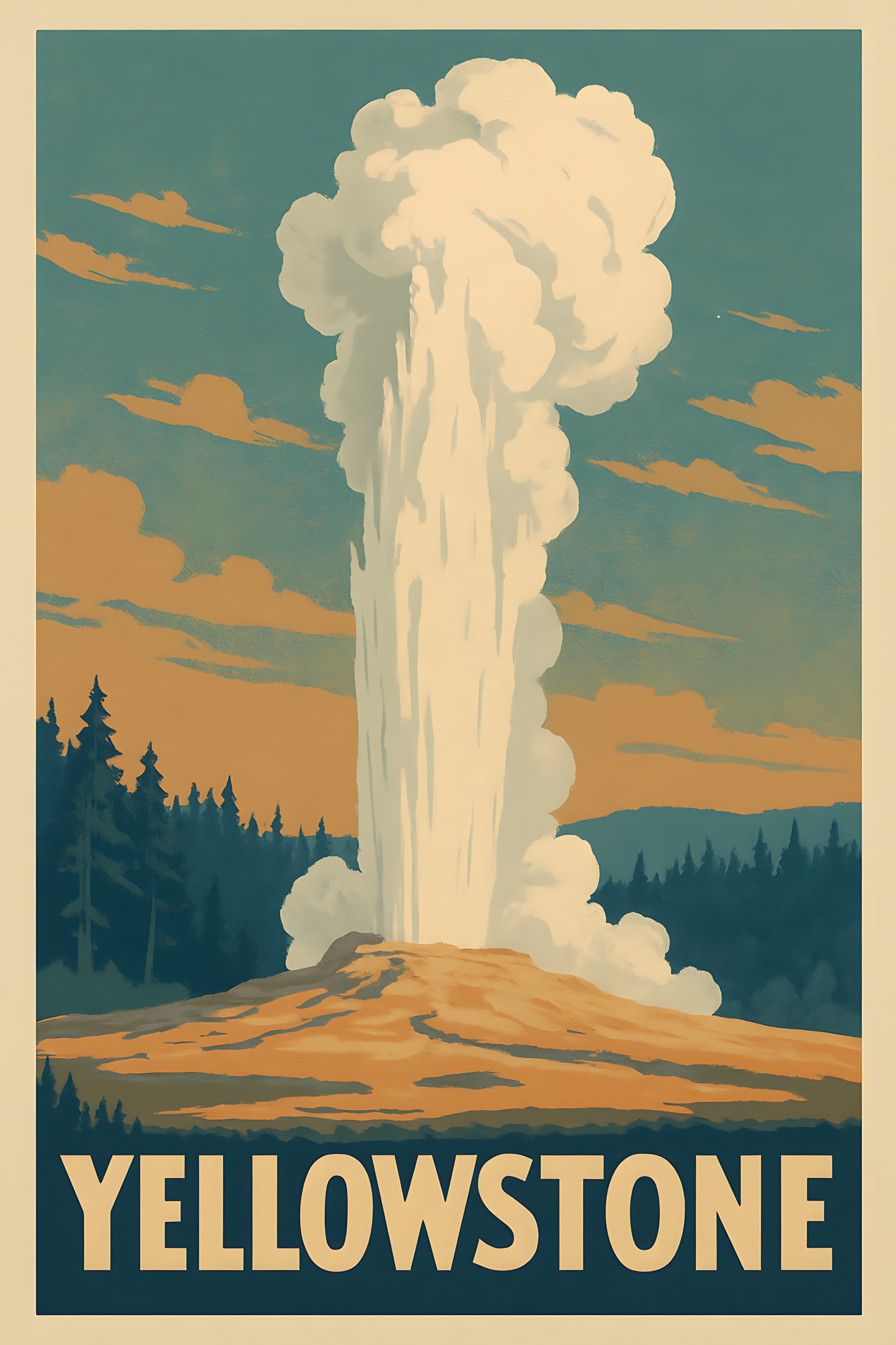 Vintage national park poster for Yellowstone | Printable Wall Art | Instant Download