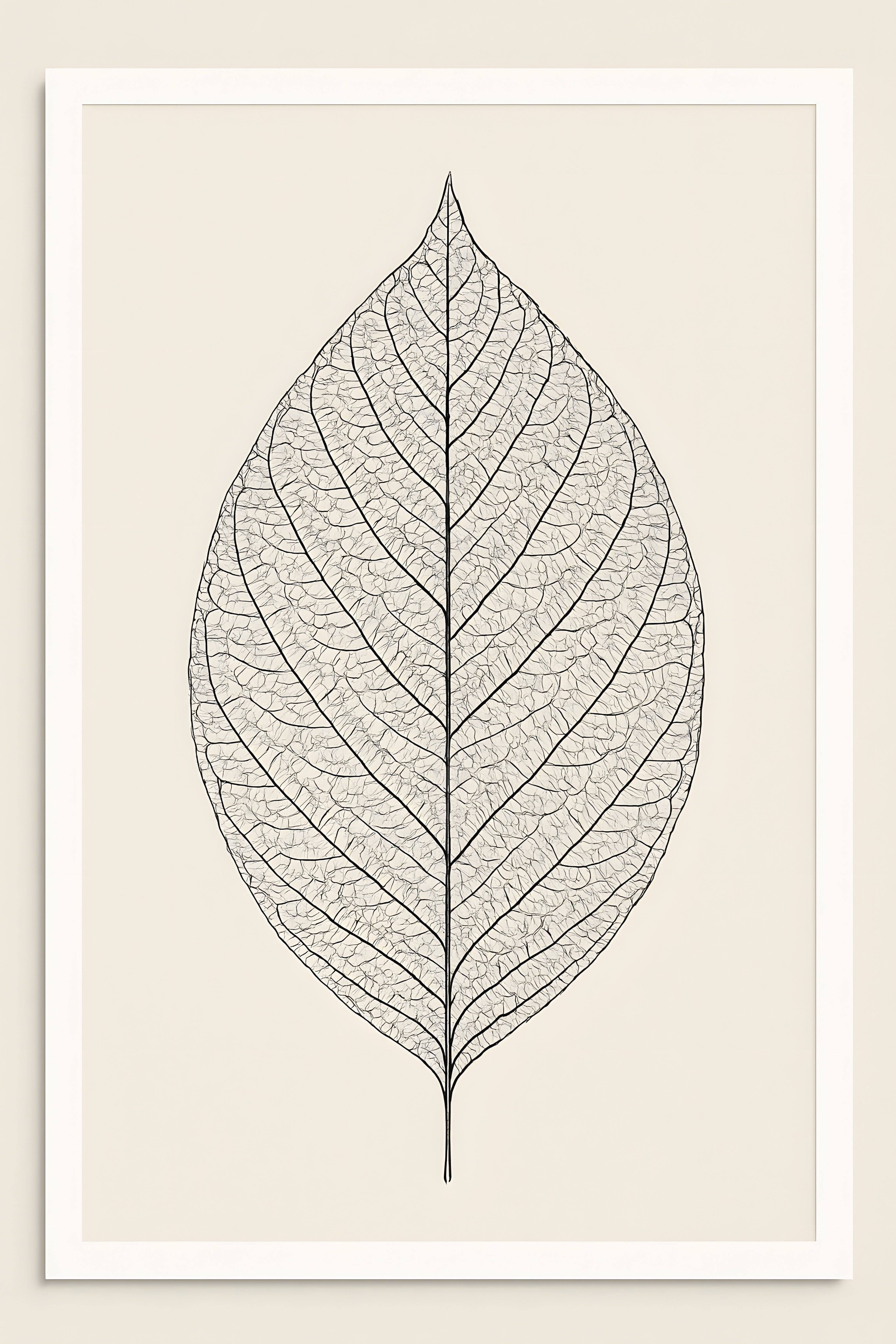 Fine line drawing of a leaf skeleton showing veins | Printable Wall Art | Instant Download