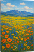 Wildflower meadow stretching to distant mountains | Printable Wall Art | Instant Download